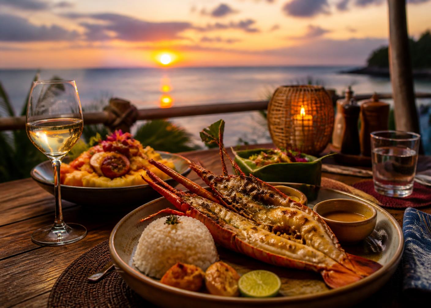 Tawali waterfront dining deck at sunset for workshop groups